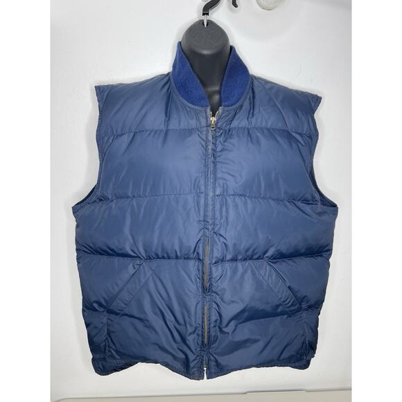 Vintage Eddie Bauer Blue Puffer Zip Vest Outdoor Men’s Size Medium - Picture 1 of 13